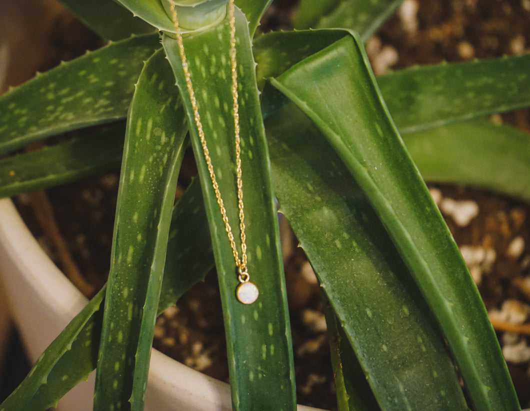 Gold Filled White Opal Necklace