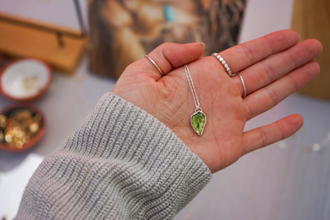 Peridot Leaf Necklace