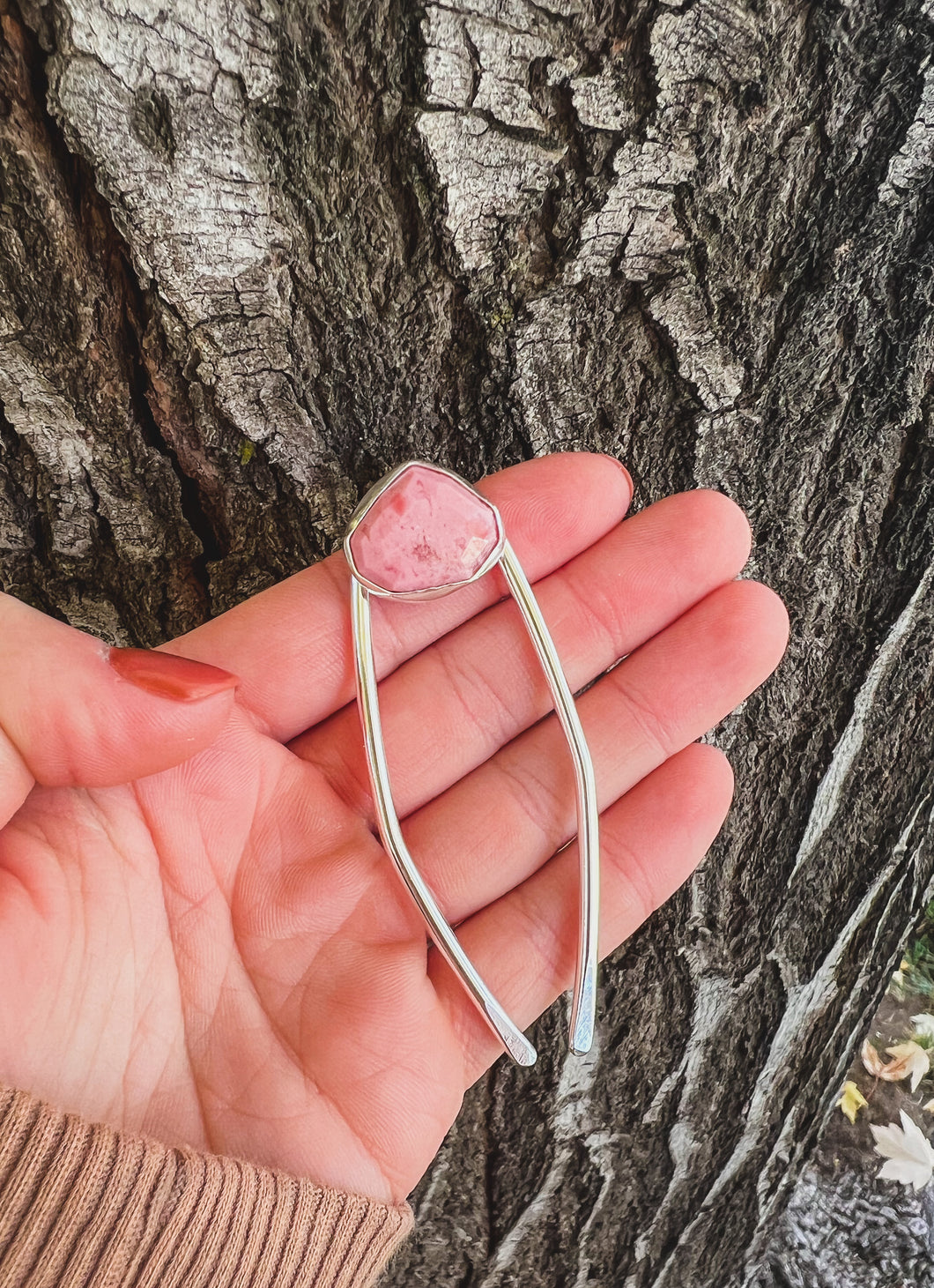 Rhodochrosite Hair Pin