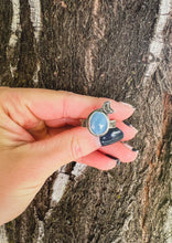 Load image into Gallery viewer, Blue Opal Moon Ring (size 7.5)
