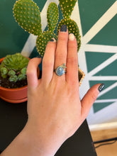 Load image into Gallery viewer, Blue Opal Moon Ring (size 7.5)
