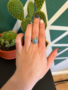Blue Opal Moon Ring (size 7.5)